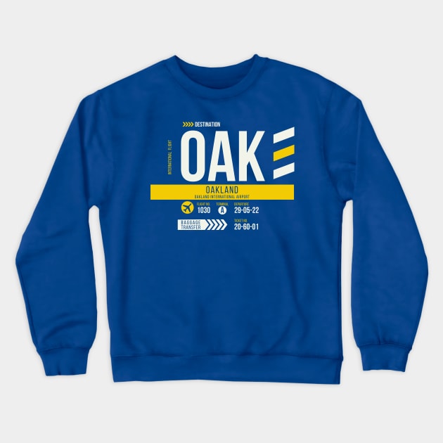 Vintage Oakland OAK Airport Code Travel Day Retro Air Travel Crewneck Sweatshirt by Now Boarding